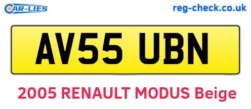AV55UBN are the vehicle registration plates.