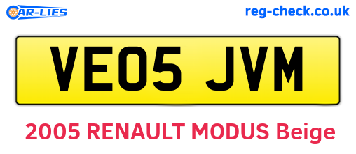 VE05JVM are the vehicle registration plates.