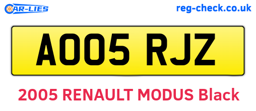 AO05RJZ are the vehicle registration plates.