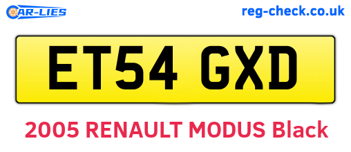 ET54GXD are the vehicle registration plates.