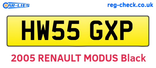 HW55GXP are the vehicle registration plates.