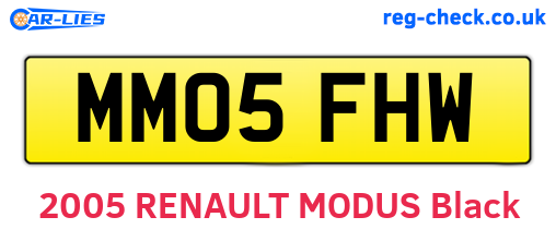 MM05FHW are the vehicle registration plates.
