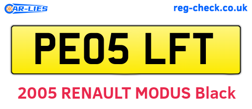 PE05LFT are the vehicle registration plates.
