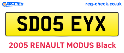 SD05EYX are the vehicle registration plates.