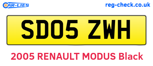 SD05ZWH are the vehicle registration plates.