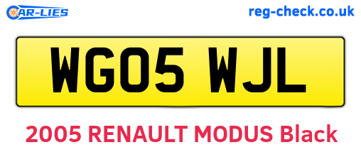 WG05WJL are the vehicle registration plates.