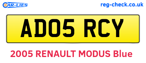 AD05RCY are the vehicle registration plates.