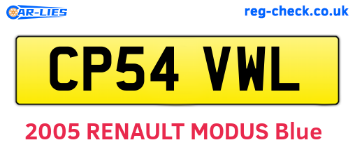 CP54VWL are the vehicle registration plates.