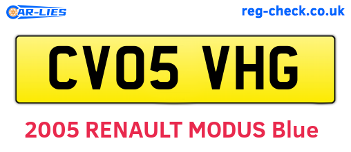 CV05VHG are the vehicle registration plates.