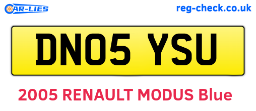 DN05YSU are the vehicle registration plates.