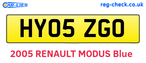HY05ZGO are the vehicle registration plates.