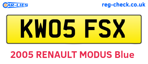 KW05FSX are the vehicle registration plates.