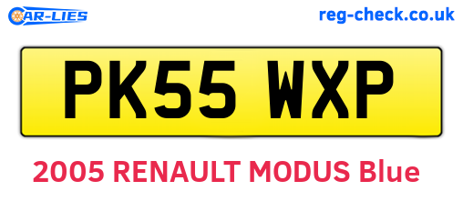 PK55WXP are the vehicle registration plates.