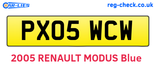 PX05WCW are the vehicle registration plates.