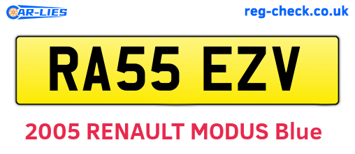 RA55EZV are the vehicle registration plates.