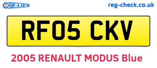 RF05CKV are the vehicle registration plates.