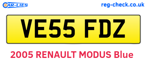 VE55FDZ are the vehicle registration plates.