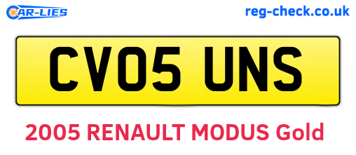 CV05UNS are the vehicle registration plates.