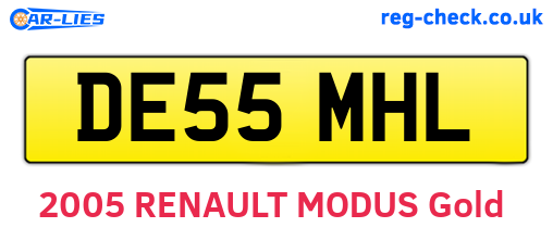 DE55MHL are the vehicle registration plates.