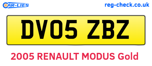 DV05ZBZ are the vehicle registration plates.