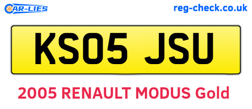 KS05JSU are the vehicle registration plates.