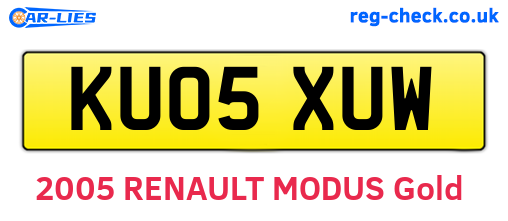 KU05XUW are the vehicle registration plates.