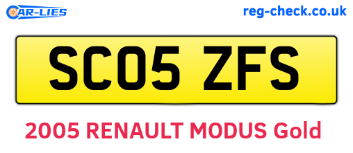 SC05ZFS are the vehicle registration plates.