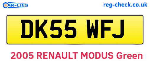 DK55WFJ are the vehicle registration plates.
