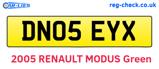 DN05EYX are the vehicle registration plates.