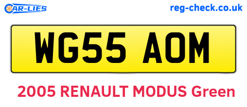 WG55AOM are the vehicle registration plates.