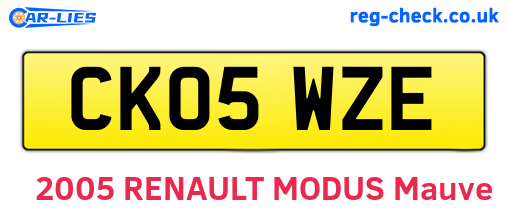 CK05WZE are the vehicle registration plates.