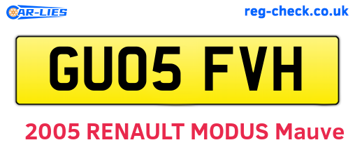 GU05FVH are the vehicle registration plates.