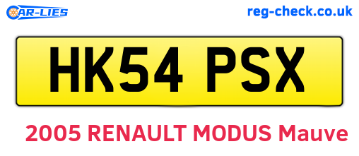 HK54PSX are the vehicle registration plates.
