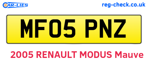 MF05PNZ are the vehicle registration plates.