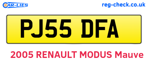 PJ55DFA are the vehicle registration plates.