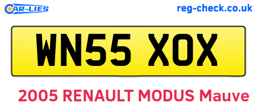 WN55XOX are the vehicle registration plates.