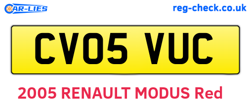 CV05VUC are the vehicle registration plates.
