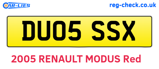 DU05SSX are the vehicle registration plates.