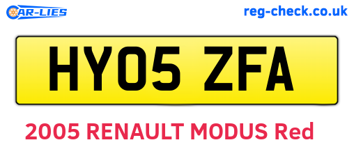 HY05ZFA are the vehicle registration plates.