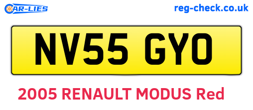 NV55GYO are the vehicle registration plates.