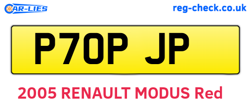 P70PJP are the vehicle registration plates.