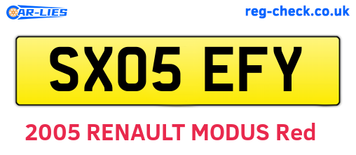 SX05EFY are the vehicle registration plates.