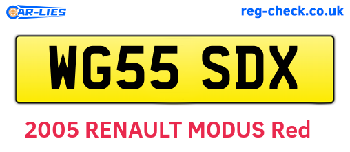 WG55SDX are the vehicle registration plates.