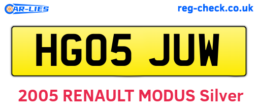 HG05JUW are the vehicle registration plates.