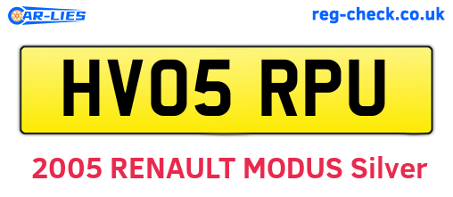 HV05RPU are the vehicle registration plates.