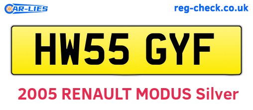 HW55GYF are the vehicle registration plates.