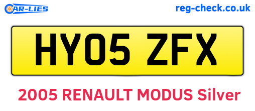 HY05ZFX are the vehicle registration plates.