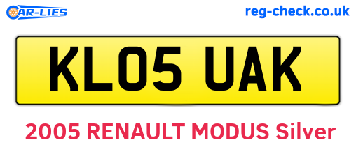 KL05UAK are the vehicle registration plates.