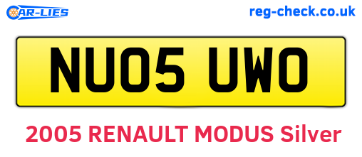 NU05UWO are the vehicle registration plates.