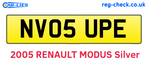 NV05UPE are the vehicle registration plates.